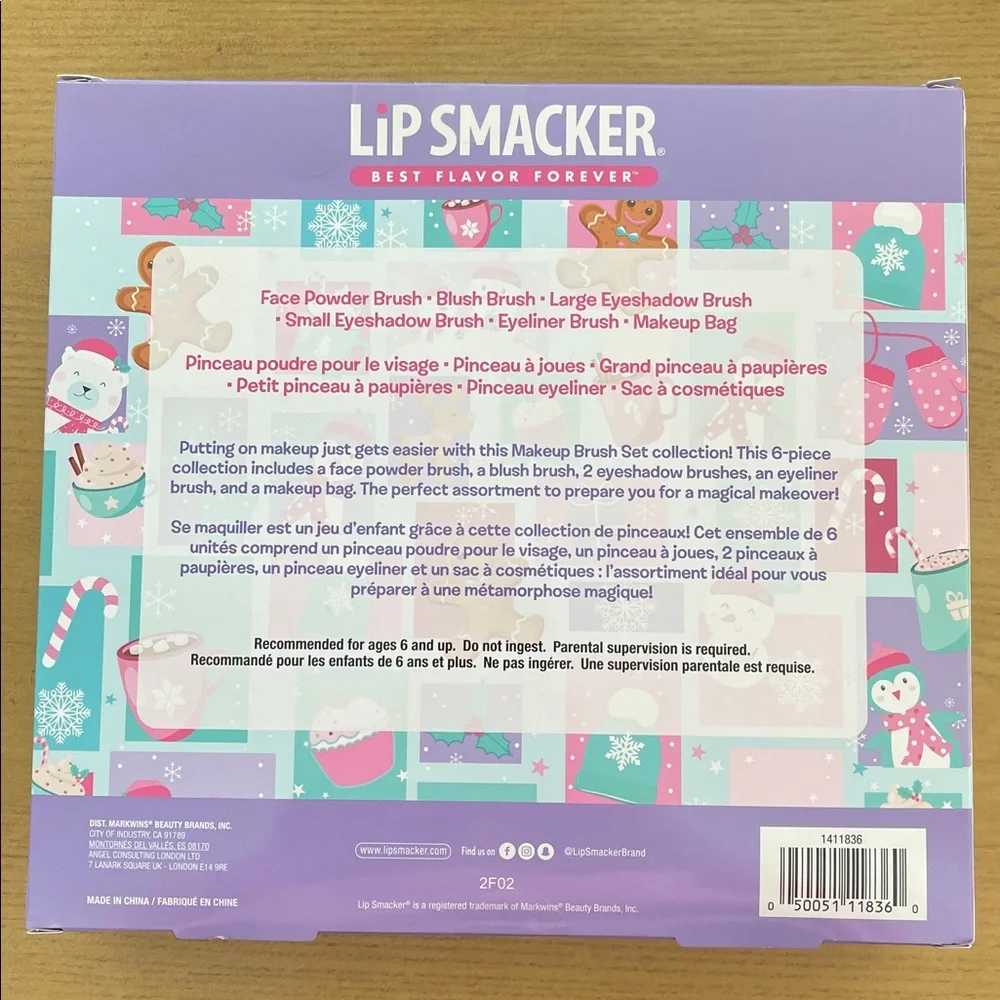 Lip Smackers 6 Piece Holiday Makeup Bag and Brush Set Bundle of 2 sets